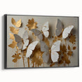 Framed wall art featuring a vibrant butterfly design with intricate details, set against a sleek black frame, perfect for adding color and elegance to any room decor.