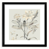 Black-framed wall art featuring a detailed dragonfly design, showcasing vibrant colors and intricate patterns, perfect for nature enthusiasts and home decor.