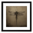 Framed wall art featuring a detailed dragonfly design, showcasing intricate insect and arachnid elements with a black mat and frame, perfect for nature enthusiasts.