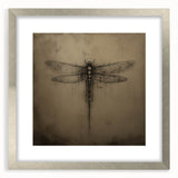 Framed wall art featuring a detailed dragonfly design in a silver frame with a mat, showcasing vibrant colors and intricate patterns, perfect for nature enthusiasts.