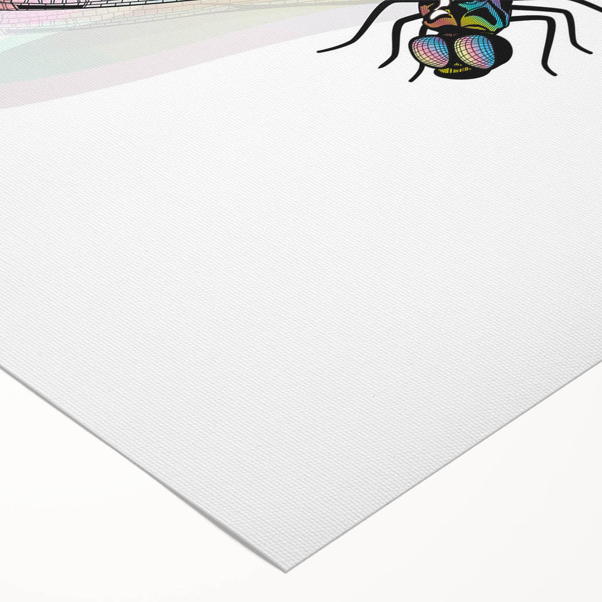 Dragonfly-themed wall art on rolled canvas showcasing intricate details and vibrant colors, perfect for nature lovers and home décor enthusiasts. Ideal for enhancing any living space with its artistic representation of insects and arachnids.