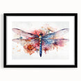 Dragonfly wall art collection framed in black with a mat, showcasing intricate insect and arachnid designs, perfect for nature-inspired decor.