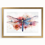 Gold-framed wall art featuring a detailed dragonfly design, showcasing intricate insect and arachnid illustrations, perfect for nature-themed decor.
