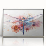 Framed wall art featuring a detailed dragonfly design in silver acrylic, showcasing intricate insect and arachnid illustrations, perfect for modern decor.