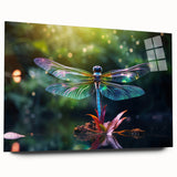 Acrylic wall art featuring a detailed dragonfly design, showcasing intricate patterns and vibrant colors, perfect for nature-inspired decor and modern interiors.