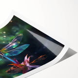 Intricately designed dragonfly wall art print showcasing vibrant colors and detailed patterns, rolled and ready for display, perfect for nature enthusiasts.