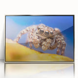 Framed wall art featuring a detailed insect and arachnid spider design, showcasing intricate textures and a sleek silver frame, perfect for nature enthusiasts.