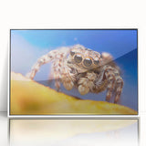 Framed wall art featuring a detailed insect and arachnid spider design on a white background, showcasing intricate patterns and textures, perfect for nature enthusiasts.