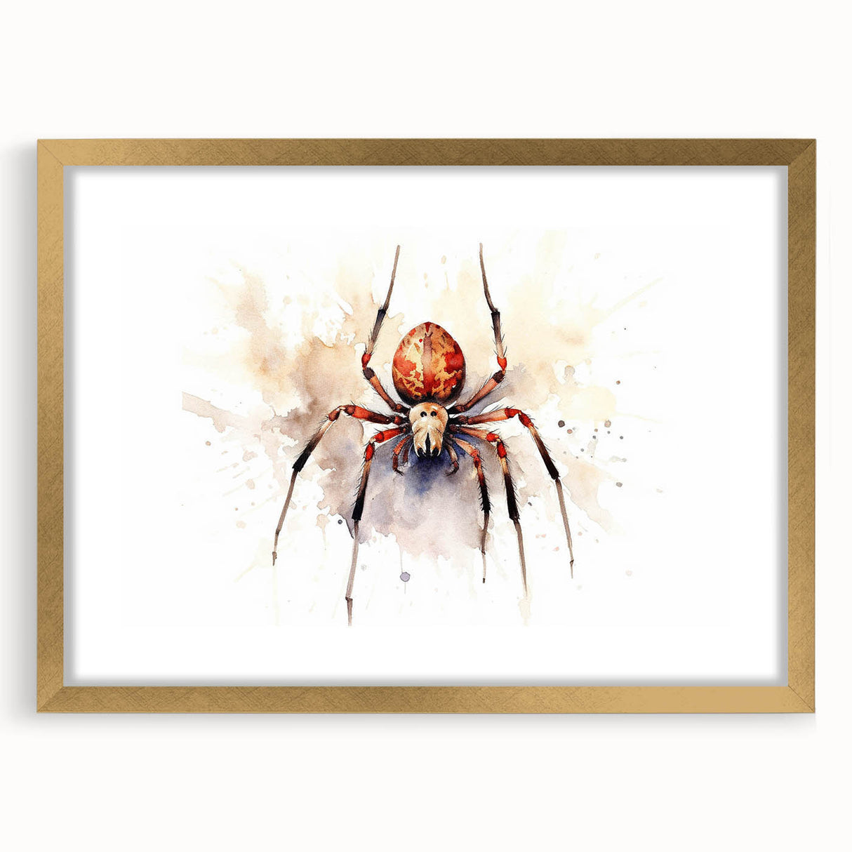 Elegant wall art featuring a detailed insect and arachnid spider design in a gold frame, showcasing intricate illustrations with a white mat, perfect for nature lovers' decor.