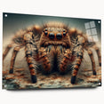 Acrylic glass wall art featuring a detailed insect and arachnid spider design, showcasing vibrant colors and intricate patterns, elegantly displayed with pins for a modern touch.