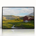 Framed acrylic wall art showcasing a picturesque barn landscape design, featuring vibrant colors and intricate details, perfect for enhancing home decor.