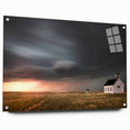 Acrylic wall art featuring a side view of a vibrant barn landscape design, showcasing rich colors and intricate details, ideal for home décor or art collectors.