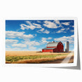 Stunning rolled print of a picturesque barn landscape, showcasing vibrant colors and detailed textures, ideal for rustic home decor and wall art collections.