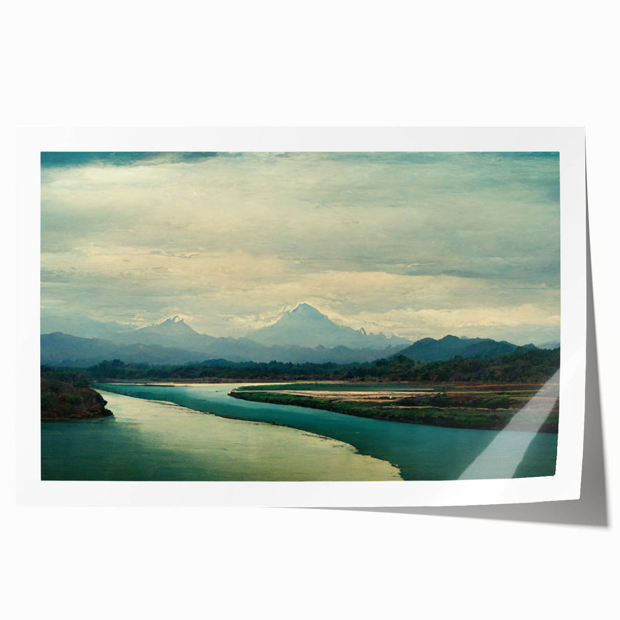 Vibrant rolled wall art print showcasing a serene beach landscape with soft waves and palm trees, ideal for coastal home decor. Perfectly packaged for easy display.