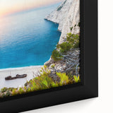 Framed canvas wall art showcasing a serene beach landscape with vibrant colors and intricate details, perfect for enhancing home decor and creating a calming atmosphere.