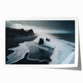 Serene beach landscape wall art print showcasing vibrant sunset colors, perfect for home decor. Features calming ocean waves and soft sand textures, rolled for safe shipping. Ideal for adding a tranquil atmosphere to any room.