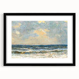 Framed wall art collection featuring a serene beach landscape design, showcasing vibrant colors and intricate details, set in a sleek black frame with a white mat. Perfect for home decor and coastal-themed interiors.