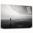 Acrylic wall art collection showcasing a vibrant beach landscape design, displayed in a sleek glass frame with decorative pins for a modern aesthetic. Perfect for coastal-themed decor.