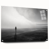 Acrylic wall art collection showcasing a vibrant beach landscape design, displayed in a sleek glass frame with decorative pins for a modern aesthetic. Perfect for coastal-themed decor.