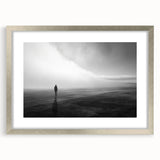Silver-framed wall art collection showcasing serene beach landscapes, elegantly matted for a polished look, ideal for home decor and relaxation themes.