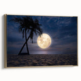 Framed canvas wall art depicting a serene beach landscape, featuring soft blue skies and golden sands, perfect for enhancing modern home decor.