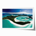 Serene beach landscape wall art print showcasing vibrant sunset colors and tranquil ocean waves, rolled and ready for framing or display. Perfect for coastal decor enthusiasts.