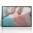 Framed acrylic wall art showcasing a vibrant beach landscape design with rich colors, perfect for enhancing modern home decor and creating a serene atmosphere.