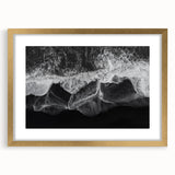 Framed wall art featuring a serene beach landscape in soft pastel colors, elegantly presented with a gold mat and frame, ideal for home decor.