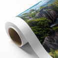 Vibrant rolled canvas featuring a serene beach landscape design, showcasing gentle waves and golden sands, ideal for home decor and relaxation. Packaged securely for protection.