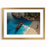 Elegant gold-framed wall art featuring a serene beach landscape, showcasing soft pastel colors and tranquil ocean waves, perfect for home decor enhancement.