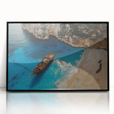 Framed acrylic wall art showcasing a serene beach landscape design with vibrant colors, featuring a sleek black frame that enhances the modern aesthetic. Perfect for home decor.