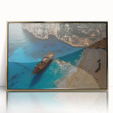 Framed acrylic wall art featuring a serene beach landscape with golden hues, ideal for home decor. Perfect for adding a coastal vibe to living spaces.