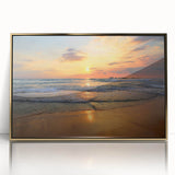 Framed wall art featuring a stunning beach landscape design, showcasing vibrant colors and intricate details, set in an elegant gold frame for a luxurious touch.