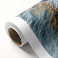 Rolled canvas artwork showcasing a serene beach landscape with gentle waves and a pastel sunset, elegantly presented in a protective cardboard tube for shipping.