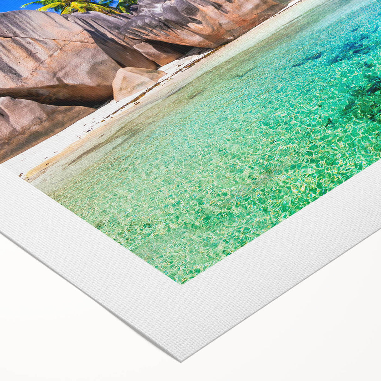 Vibrant rolled canvas showcasing a serene beach landscape in pastel colors, ideal for coastal-themed decor, packaged securely for safe delivery.