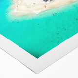 Vibrant rolled canvas wall art showcasing a serene beach landscape with soft waves and a colorful sunset, perfect for enhancing home decor aesthetics.