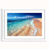Framed wall art collection featuring a serene beach landscape design, with a white mat and frame, ideal for home decor in coastal themes. Perfect for enhancing interior spaces.