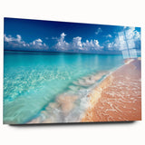 Acrylic wall art collection showcasing a vibrant beach landscape design, featuring vivid colors and intricate details, displayed from a side view without pins. Perfect for enhancing home decor with a coastal theme.