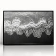 Framed acrylic wall art featuring a serene beach landscape design with vibrant colors, set in a sleek black frame, perfect for enhancing modern home decor.