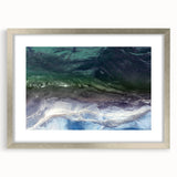 Framed wall art featuring a serene beach landscape with vibrant colors and a silver mat, perfect for home decor, enhancing any coastal-themed interior design.