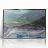 Framed wall art collection featuring a serene beach landscape, showcasing vibrant colors and intricate details, presented in a sleek silver frame for modern decor.