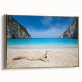 Framed canvas wall art showcasing a vibrant beach landscape design with golden accents, ideal for home decor, enhancing living spaces with a coastal vibe.