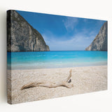 Stretched canvas wall art showcasing a serene beach landscape with vibrant colors, perfect for home decor. Ideal for creating a calming atmosphere in any room.