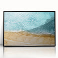 Framed acrylic wall art collection showcasing a serene beach landscape, featuring vibrant colors and intricate details, ideal for modern home decor.