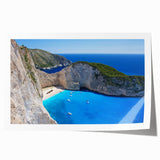 Colorful coastal landscape artwork featuring gentle waves and a serene beach scene, designed for wall display in home decor, rolled and ready for framing.