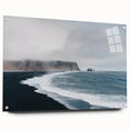 Acrylic glass wall art showcasing a vibrant beach landscape design with a side view, featuring colorful pins for easy hanging and display, perfect for coastal decor enthusiasts.