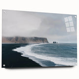 Acrylic glass wall art showcasing a vibrant beach landscape design with a side view, featuring colorful pins for easy hanging and display, perfect for coastal decor enthusiasts.