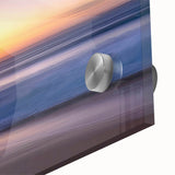 Close-up of a vibrant acrylic glass wall art piece showcasing a serene beach landscape, emphasizing vivid colors and intricate details, perfect for home decor.