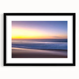 Framed wall art collection showcasing a stunning beach landscape design with a black mat and frame, ideal for adding a coastal vibe to any room.