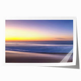 Vibrant beach landscape wall art print showcasing serene ocean waves and soft sandy shores, rolled for easy shipping and display in any decor. Perfect for coastal-themed interiors.